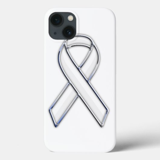 Chrome Print Belted White Ribbon Awareness Case-Mate iPhone Hülle (Rückseite)