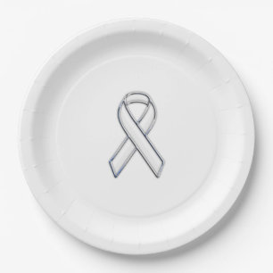Chrome Print Belted White Ribbon Awareness Pappteller