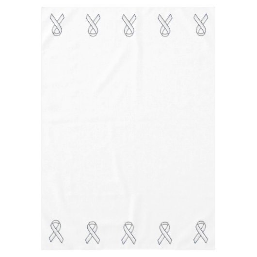 Chrome Print Belted White Ribbon Awareness Tischdecke (Vorderseite)