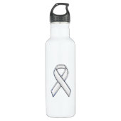 Chrome Print Belted White Ribbon Awareness Trinkflasche (Vorderseite)