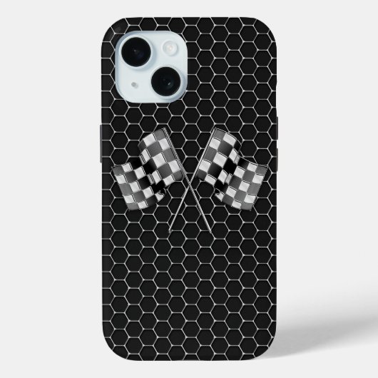 Chrome Racing Flags auf Honeycombs Case-Mate iPhone Hülle (Rückseite)