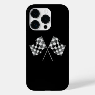 Chrome Racing Flags auf schwarz Case-Mate iPhone 14 Pro Hülle