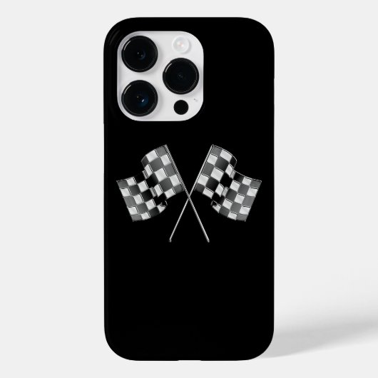 Chrome Racing Flags auf schwarz Case-Mate iPhone Hülle (Rückseite)