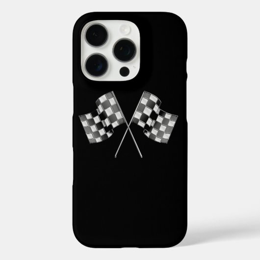 Chrome Racing Flags auf schwarz Case-Mate iPhone Hülle (Rückseite)