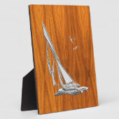 Chrome Regatta Relief boat on Teak Veneer Styles Fotoplatte (Seite)