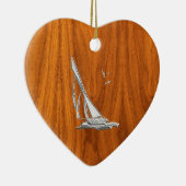 Chrome Regatta Relief boat on Teak Veneer Styles Keramik Ornament (Rechts)