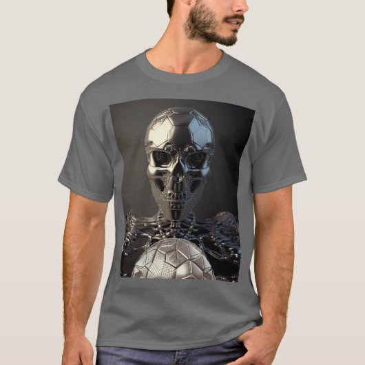 Chrome Robot Soccer Skull - Soccer T - Shirt (Vorderseite)