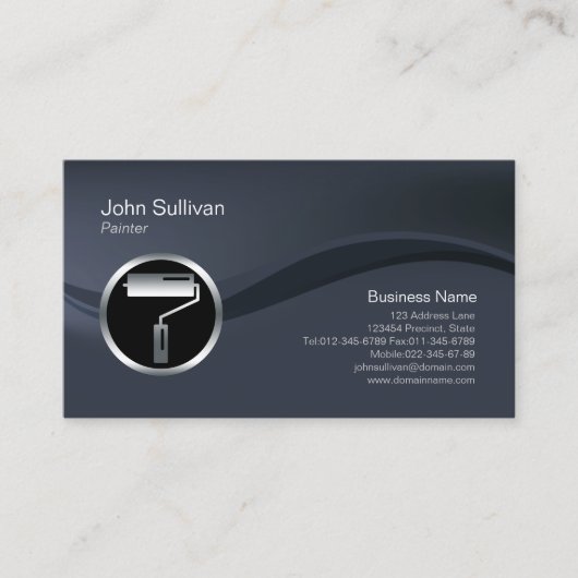 Chrome Roller Brush Icon Painter Business Card Visitenkarte (Vorderseite)