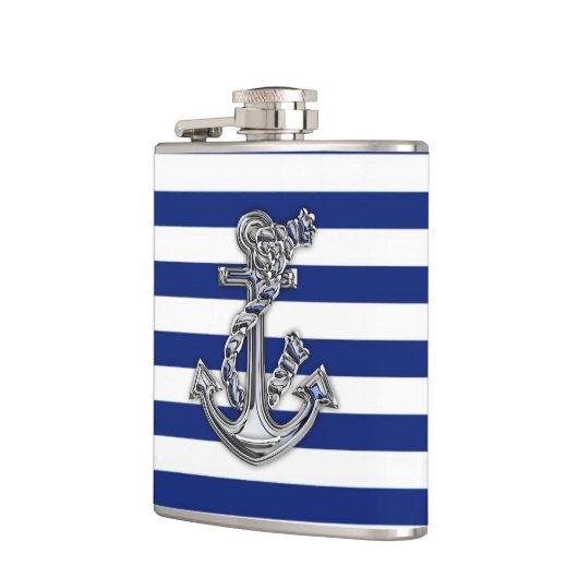 Chrome Rope Anchor auf Navy Stripes Flachmann (Links)