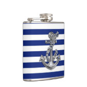 Chrome Rope Anchor auf Navy Stripes Flachmann (Rechts)