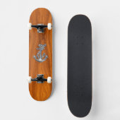 Chrome Rope Anchor auf Teak Veneer Skateboard (Vorderseite)
