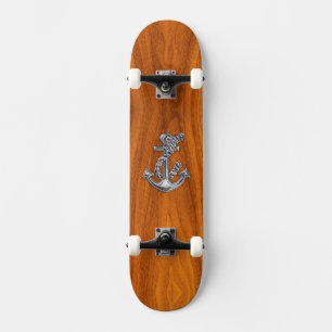 Chrome Rope Anchor auf Teak Veneer Skateboard