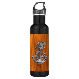 Chrome Rope Anchor auf Teak Veneer Trinkflasche