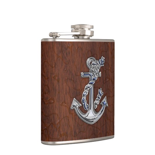 Chrome Rope Anchor auf Wet Mahogany Print Flachmann (Rechts)