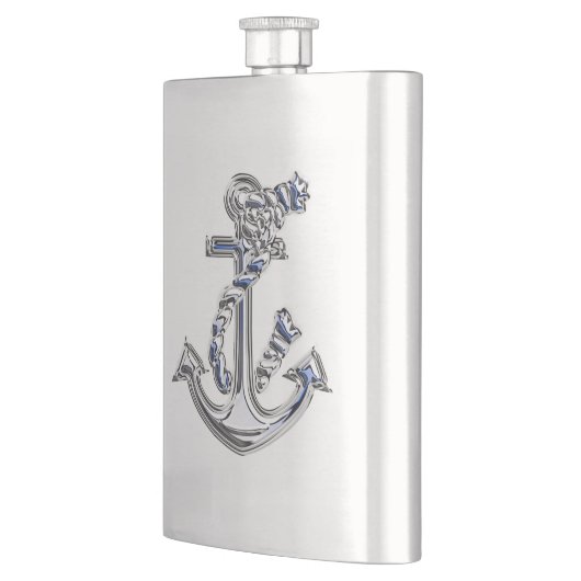 Chrome Rope Anchor Nautical Print Flachmann (Links)