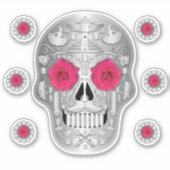 Chrome (Rosa Rose) Calavera Sticker (Vorderseite)