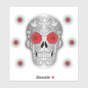Chrome (Rote Rose) Calavera Sticker