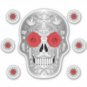 Chrome (Rote Rose) Calavera Sticker (Vorderseite)