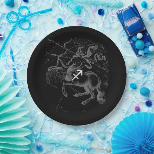 Chrome Sagittarius Zodiac Sign auf Hevelius Decor Pappteller (Party)