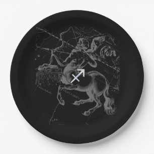 Chrome Sagittarius Zodiac Sign auf Hevelius Decor Pappteller