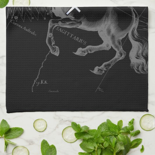Chrome Sagittarius Zodiac Sign Hevelius circa 1690 Geschirrtuch (Gefaltet)