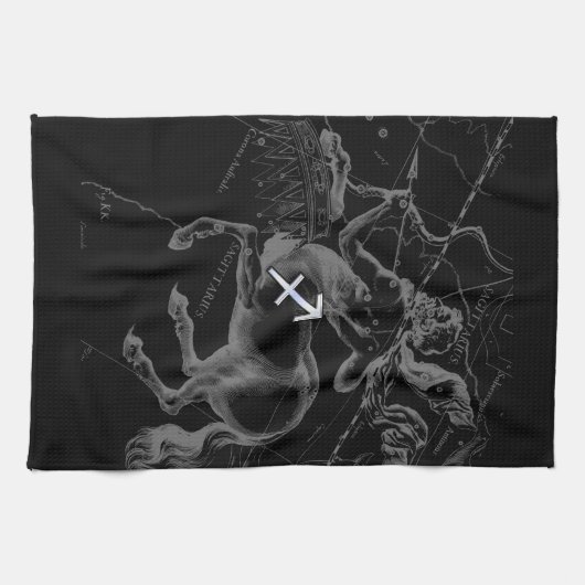 Chrome Sagittarius Zodiac Sign Hevelius circa 1690 Geschirrtuch (Horizontal)