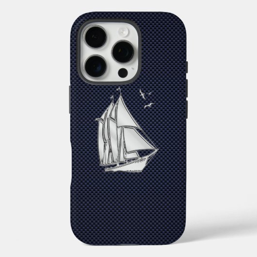 Chrome Sailboat auf Carbon Fibre Print Case-Mate iPhone Hülle (Rückseite)