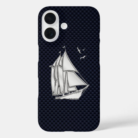 Chrome Sailboat auf Kohlenstofffaser Case-Mate iPhone Hülle (Rückseite)