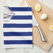 Chrome Sailboat auf nautischen Streifen Handtuch (Viertel Falte)