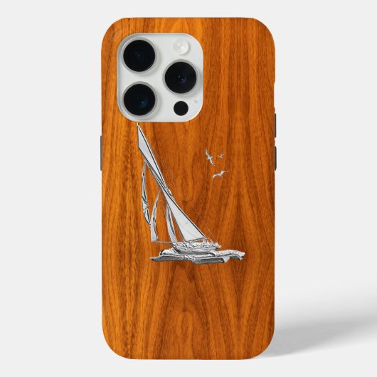 Chrome Sailboat auf Teak Veneer Print Case-Mate iPhone Hülle (Rückseite)