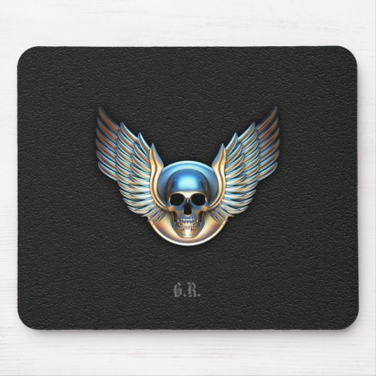 Chrome-Schädel und Flügel-Maus-Pad Mousepad (Vorne)