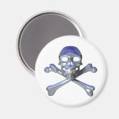 Chrome-Schädel und Kreuzknochen Magnet (Vorderseite/Rückseite)