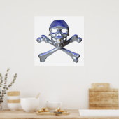 Chrome-Schädel und Kreuzknochen Poster (Küche)