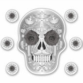 Chrome (Schwarze Rose) Calavera Sticker (Vorderseite)