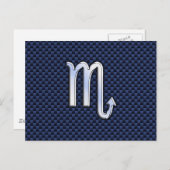Chrome Scorpio Zodiac Sign auf Blue Carbon Fibre Postkarte (Vorne/Hinten)