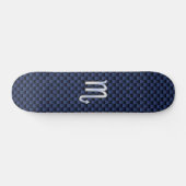 Chrome Scorpio Zodiac Sign auf Blue Carbon Fibre Skateboard (Horizontal)