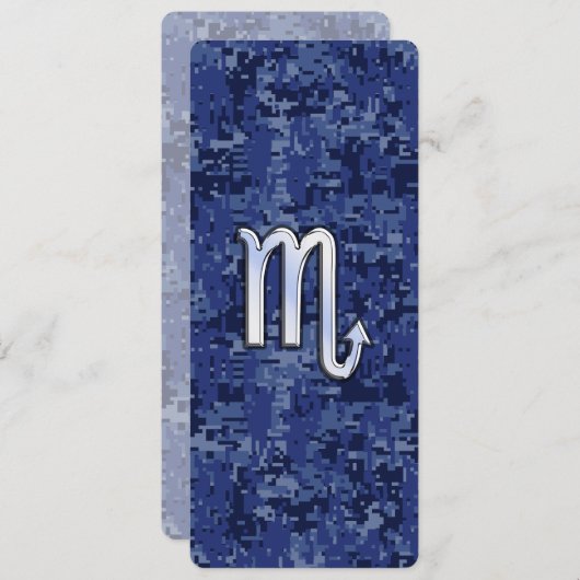Chrome Scorpio Zodiac Sign on Navy Blue Camo (Vorne/Hinten)