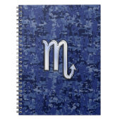 Chrome Scorpio Zodiac Sign on Navy Blue Camo Notizblock (Vorderseite)
