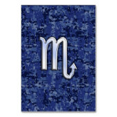 Chrome Scorpio Zodiac Sign on Navy Blue Camo Tischnummer (Vorderseite)