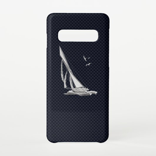 Chrome Segelboot auf Carbon Fibre Print Samsung Galaxy Hülle (Rückseite)