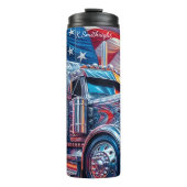 Chrome Semi Truck American Flag Flow Thermosbecher (Vorderseite)