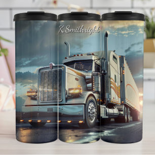 Chrome Semi Truck Sunset Haul Thermosbecher