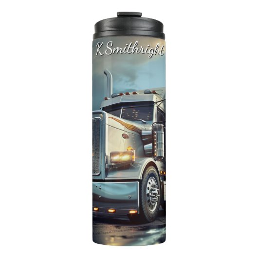 Chrome Semi Truck Sunset Haul Thermosbecher (Vorderseite)