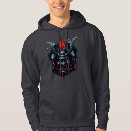 Chrome Shards Samurai-Warrior Maske Graphic Hoodie (Vorderseite)