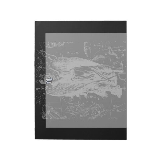 Chrome sieht Virgo Zodiac Sign auf Hevelius Notizblock (Rotiert)