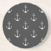 Chrome Silber Anker auf Carbon Fibre Muster Sandstein Untersetzer (Vorne)