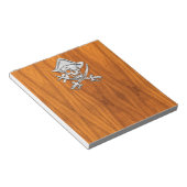 Chrome Silver Pirat on Teak Veneer Decor Notizblock (angewinkelt)
