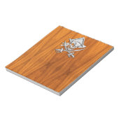 Chrome Silver Pirat on Teak Veneer Decor Notizblock (Rotiert)
