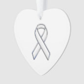 Chrome Silver Print Belted White Ribbon Awareness Ornament (Vorderseite)