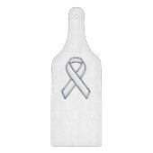 Chrome Silver Print Belted White Ribbon Awareness Schneidebrett (Vorderseite)